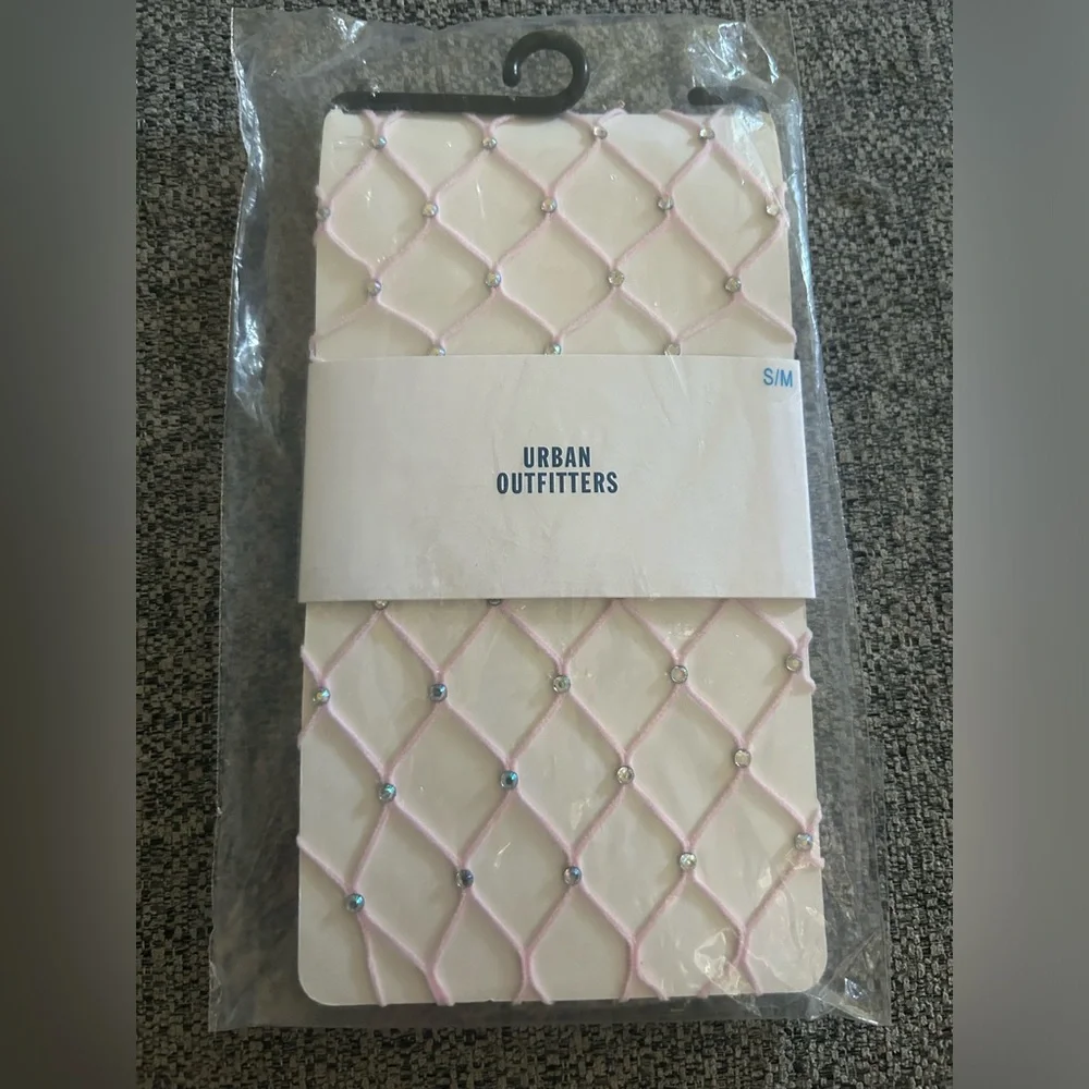 Urban Outfitters Pink Fishnet With Rhinestone Size S/M - Picture 2 of 3